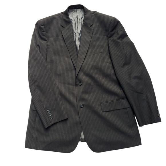 Joseph & Feiss Gray Pinstripe Wool Blazer Jacket Sport Coat 1 Vent 2 Button 46L - Picture 1 of 12